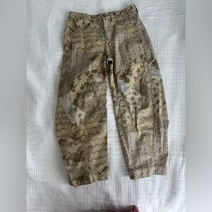 BDG Patchwork Barrel Pant Size 4 Vintage Look Snap Cuff Unique Neutral